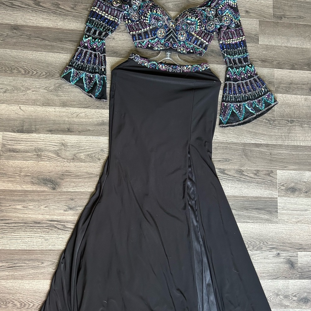 Embellished Crop Top and Black Skirt Formal/Prom - Picture 3 of 6